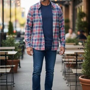 Vineyard Vines Men’s Long Sleeve Blue Red Plaid Shirt XL